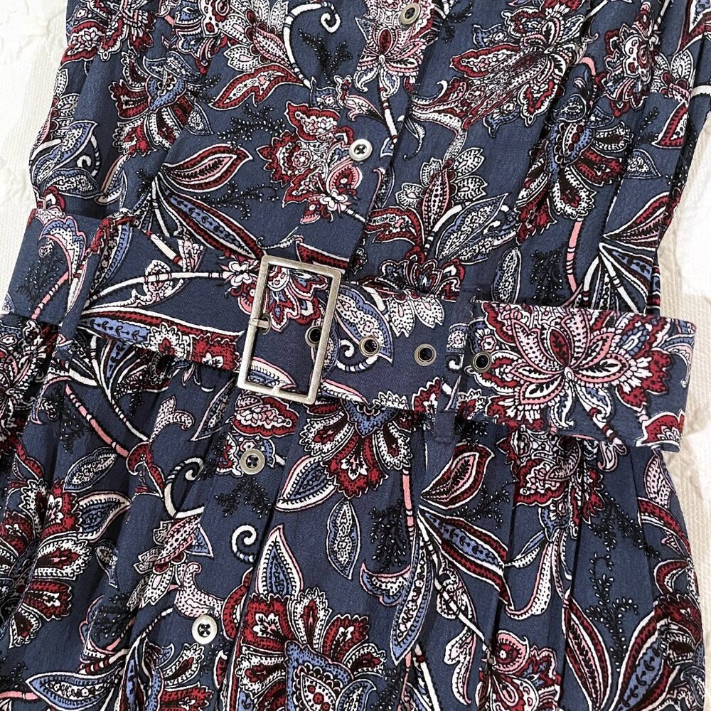 Anthropologie Maeve Calia Sleeveless Belted Shirtdress Blue White Size 0 - Picture 8 of 11